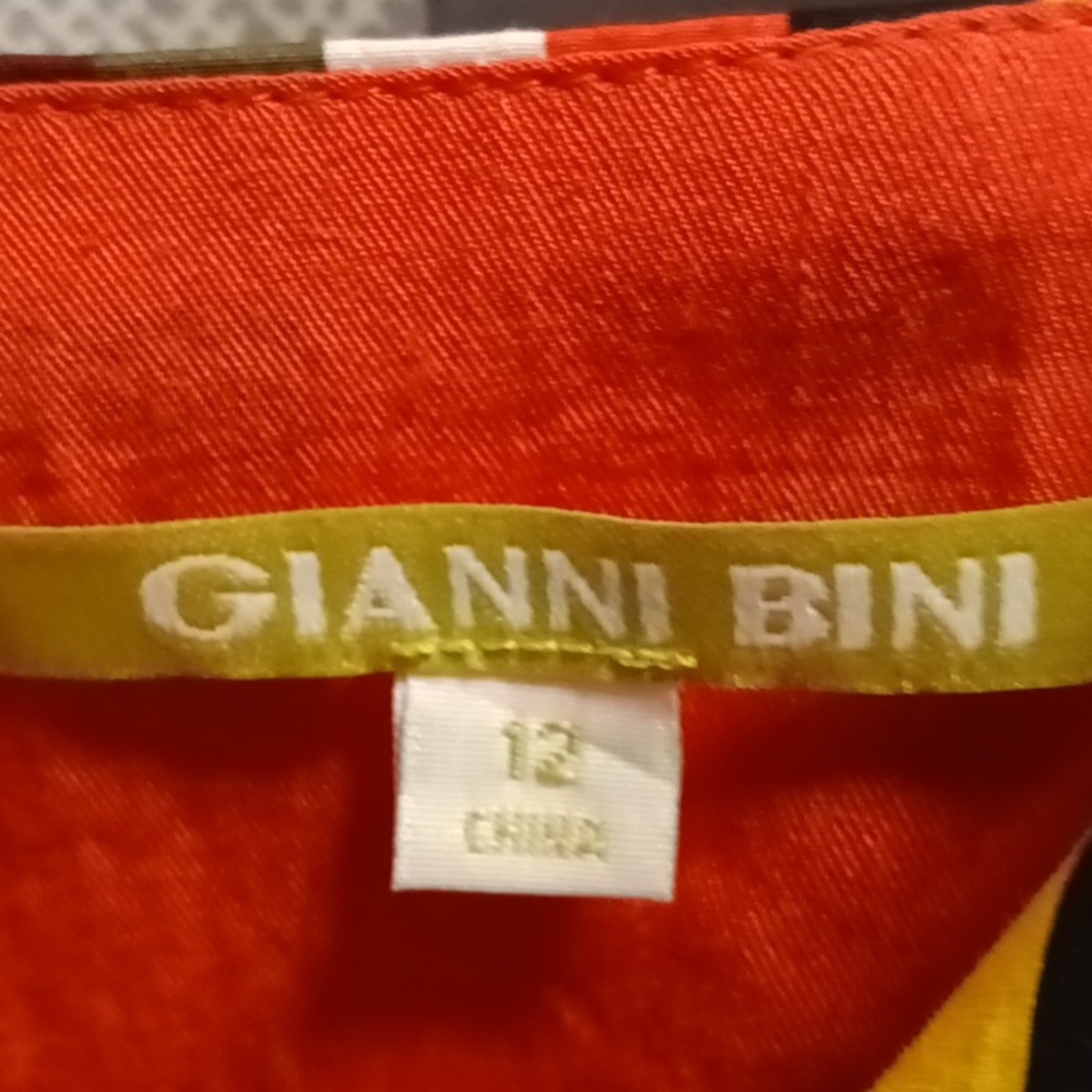 NWOT GIANNI BINI multi-colored striped sundress w ruffled straps & pockets Sz 12